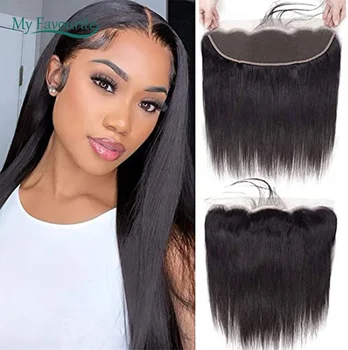 Прямые 13x4 Прозрачные Кружевные Бразильские волосы для чернокожих женщин, свободные от середины, из трех частей, человеческие волосы 20 дюймов