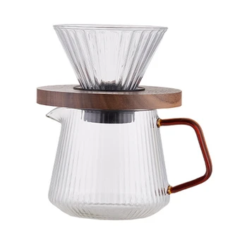 Кофейник ручной работы, Кофейный сервер, кофеварка, чашка для заваривания V02, стеклянная кофейная воронка, набор для приготовления капельного кофе A