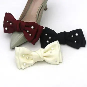 1 Пара элегантных туфель с бантом, пряжка с жемчужными зажимами для обуви, женские Съемные подвески для украшения свадебной обуви, Поделки своими руками