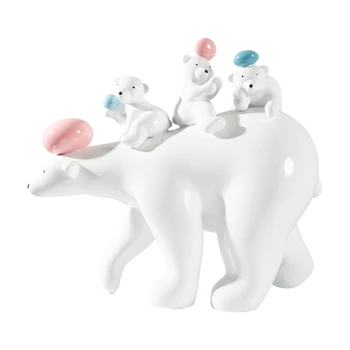 Скульптурные украшения в виде мишки для торта Современный минималистичный Белый Медведь Изделия из стекла и стали Мягкое украшение