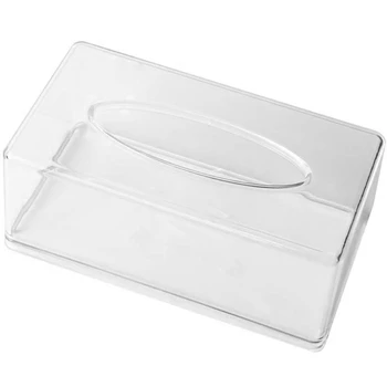 Акриловая коробка для салфеток Прямоугольная Прозрачная коробка для салфеток для офиса, дома, ванной комнаты, ресторана, туалета.
