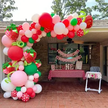 1 комплект Венок из воздушных шаров Украшение из воздушных шаров Домашняя Праздничная Декоративная Восхитительная клубничная тема