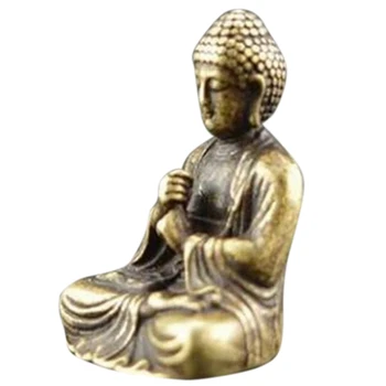 2 мини-Статуи Будды Бронзовая Статуя Будды Китайский буддизм Чистая Медь Бронзовая Статуя Будды Шакьямуни