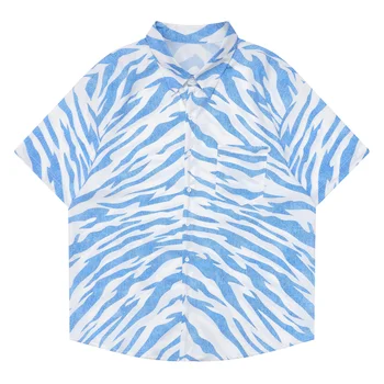 Модный графический рисунок Зебры, повседневная кружевная и свободная блузка с коротким рукавом, топы, летняя рубашка для мужчин и женщин, хит продаж