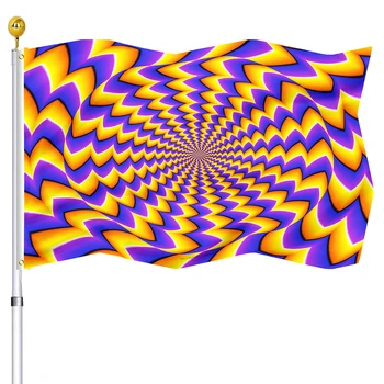 Психоделический Декоративный Флаг для Дома В Помещении На Открытом Воздухе Оптическая Иллюзия Двойные Сшитые Красочные Флаги из Полиэстера с 2 Люверсами