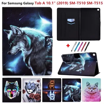 Для Samsung Galaxy Tab A 10 1 2019 Чехол-бумажник с откидной крышкой-подставкой Coque для Samsung SM-T510 SM-T515 10,1-дюймовый чехол для планшета Funda