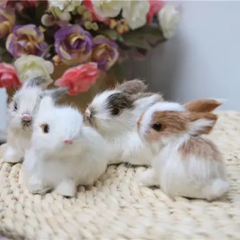 Милые мини-реалистичные плюшевые кролики Детские игрушки Украшения Подарок на день рождения Реалистичное искусственное животное Пасхальный кролик Плюшевые игрушки Модель