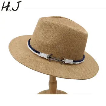 Женская Мужская соломенная шляпа от солнца с широкими полями Панама для пляжа шляпа-чепчик с бантом Размер 56-58 см A0068