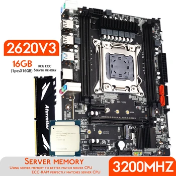 Комплект материнской платы Atermiter X99 с процессором Intel Xeon E5 2620 V3 CPU LGA 2011-3 DDR4 16 ГБ (1*16 ГБ) оперативной памяти 3200 МГц