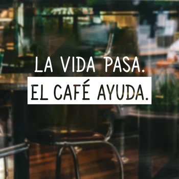 Стеклянная наклейка на стену в витрине Испанской кофейни, Кофейная цитата, наклейки на стену, Современное искусство кафе, Съемные наклейки, Декор кухни в Испании