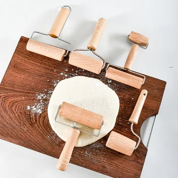 Деревянный валик для теста для помадки, пиццы, маленьких рук, Безопасная ручная скалка для детей, Инструменты для выпечки Kithcen