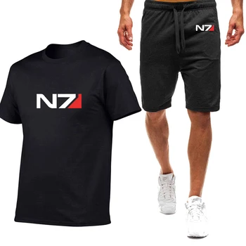 N7 С Логотипом Mass Effect 2023, Новый Мужской Летний Комплект С Короткими рукавами, Хорошо Продаваемый, Простой Повседневный Модный Удобный Досуг