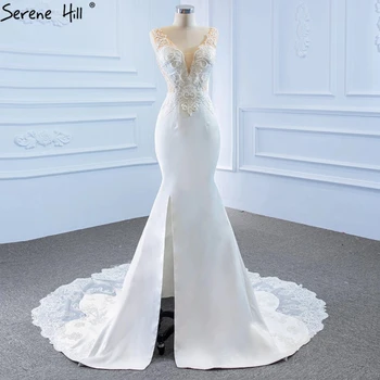Свадебные платья Serene Hill White Mermaid, расшитые бисером, 2023, высококачественное сексуальное свадебное платье без рукавов HM67184, изготовленное на заказ