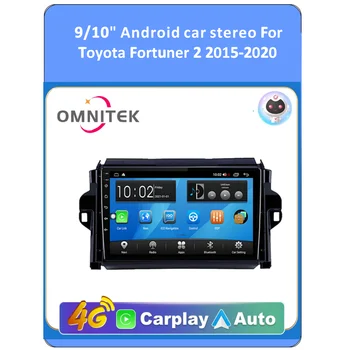 Автомагнитола OMNITEK Android для Toyota Fortuner 2 2015-2020 Мультимедийный плеер Навигация DSP Carplay GPS BT No 2 Din DVD