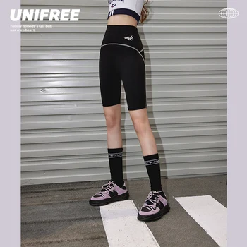 UNIFREE Спортивные Леггинсы для фитнеса для женщин, шорты для йоги с высокой талией, спортивные штаны, велосипедные штаны, Женская летняя одежда