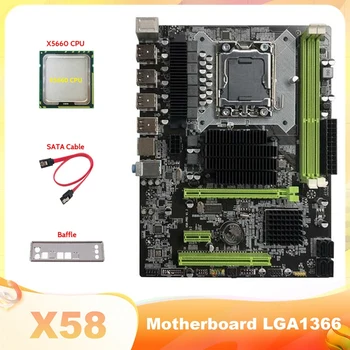 НОВАЯ Материнская плата X58 LGA1366 Материнская плата компьютера Поддерживает Память DDR3 ECC, Поддерживает Видеокарту RX С процессором X5660 + Кабель SATA