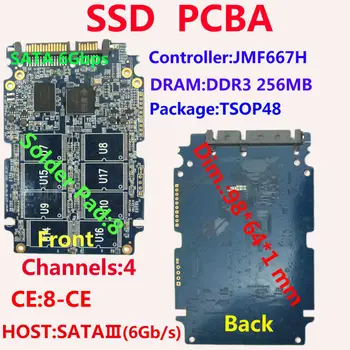 Комплекты SSD PCBA, Контроллер JMF667H, SATA3 (6 Гбит / с), Наборы SSD DIY, Печатная плата SSD с 8 площадками, 4-канальный контроллер SSD с 8-CE, ПАЯЛЬНАЯ НАКЛАДКА TSOP48
