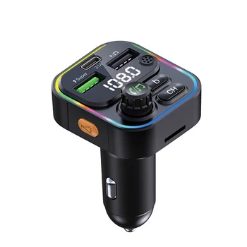 Мощный светодиодный дисплей, Многопортовое USB-устройство для быстрой зарядки автомобильного BT FM MP3-плеера, Компактное интеллектуальное USB-устройство для зарядки мобильного телефона в автомобиле