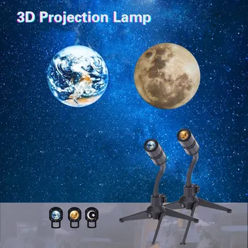 3D Проекционная лампа Луна Земля Креативная Атмосфера Ночник Для Детской Спальни Гостиной Рождественское Украшение Подарок на День Рождения