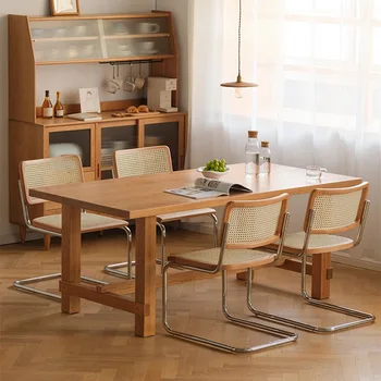 Ретро Винтажный ротанговый стул Ручной работы, простой деревянный стул, кресло для ресторана, кафе, Обеденный стол и стулья, Домашний обеденный стул