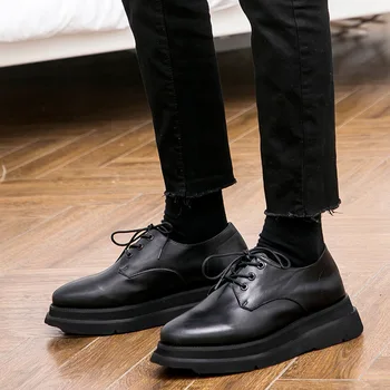 Демисезонная мужская модная обувь в британском стиле с массивной подошвой, дизайнерские деловые туфли-дерби из натуральной кожи 230519