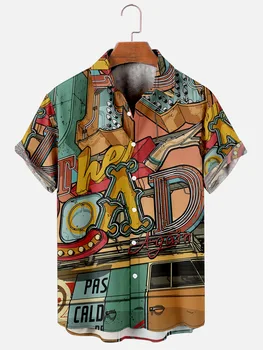 Летняя блузка, пляжная одежда, рубашки с отложным воротником, Топы, модные мужские рубашки с гавайским принтом, уличная одежда с коротким рукавом