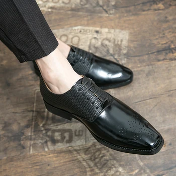 Итальянская дизайнерская черная деловая мужская обувь, Мужская кожаная оригинальная коричневая мужская обувь, свадебные оксфорды на шнуровке, повседневная обувь
