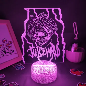 Juice WRLD RIP Хип-хоп лавовая лампа Сувенир певицы Знаменитости Светодиодный RGB ночник Памятный подарок для друга Декор стола в спальне