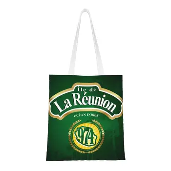 Recycling 974 Reunion Isalnd Сумка для покупок Женская холщовая сумка-тоут через плечо Портативные сумки для покупок с продуктами