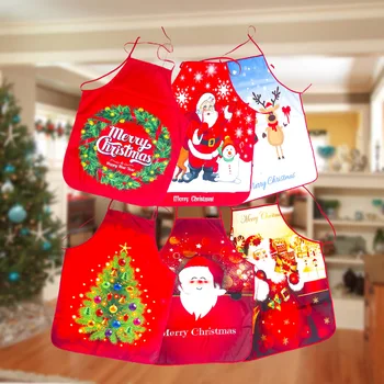 Новый льняной фартук с Рождеством Христовым Рождественские украшения для дома Кухонные принадлежности Natal Navidad 2023 Новогодние Рождественские подарки