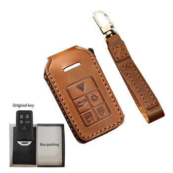 Специальная сумка для ключей Volvo XC60 XC90 S90 Оригинальная кнопка 5 или 6 На выбор, кожаные автомобильные аксессуары для салона, защитный чехол