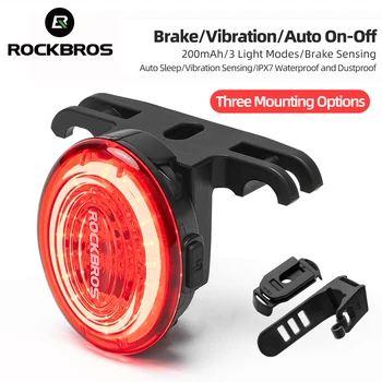 Задний фонарь велосипеда ROCKBROS, интеллектуальный тормоз, датчик вибрации, велосипедный фонарь IPX7, водонепроницаемый, с магнитной зарядкой, велосипедный задний фонарь