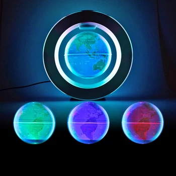 4-дюймовый светодиодный глобус с магнитной левитацией, плавающая карта мира, новинка, Наземный вращающийся ночной светильник, Офисный домашний декор