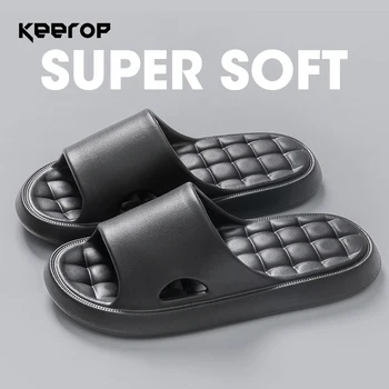 Мужские домашние тапочки KEEROP, Новые летние удобные тапочки из ЭВА, Модный тренд для дома, мужские вьетнамки, Обувь для ванной комнаты для мужчин