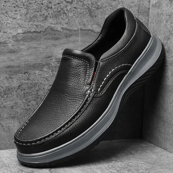 Роскошные мужские лоферы, черная обувь из натуральной кожи, мужская брендовая дизайнерская обувь на платформе, повседневные уличные кроссовки без застежки высокого качества