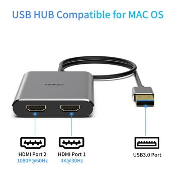 USB 3.0 к Двойному Концентратору HDMI Расширенный режим ABC для macOS Windows Конвертер видео 4K Ultra HD C в 2 HDMI USB Концентратор 3 Отдельных дисплея