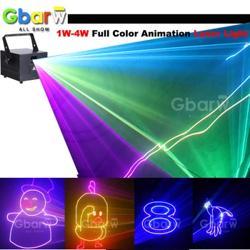 Полноцветный лазерный проектор мощностью 1/2/3 /4 Вт с эффектом сканирования рисунка лазерным лучом DMX512 с музыкальным управлением DJ Disco Stage Party Крытый бар