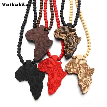 Voikukka Jewelry 2021 Новинка, горячая распродажа, Подвеска с картой Африки, Деревянное женское мужское ожерелье в стиле хип-хоп для подарков, аксессуары
