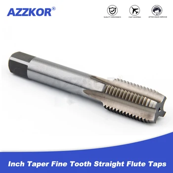 Дюймовые конические резьбонарезные метчики с мелкими зубьями и прямой канавкой, серебристые машинные метчики для инструмента Mater AZZKOR из железа.