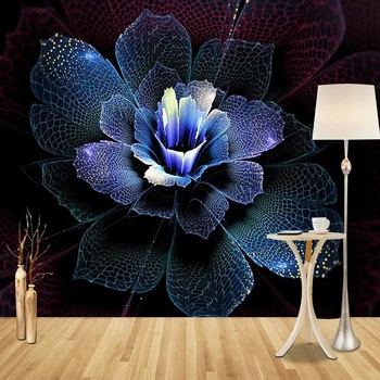 Абстрактные художественные обои Эстетичные Синие цветы Фотообои 3D спальня гостиная ТВ фон Украшение дома Нестандартный размер