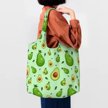 Сумки-тоут с милым рисунком авокадо для покупок из переработанных фруктов, веганские холщовые сумки для покупок, сумки для фотографий