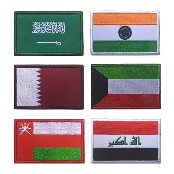 Нашивка с флагом стран Ближнего Востока, Оман, Катар, Ирак, Саудовская Аравия, вышитый баннер, Национальная эмблема Индии, тканевые наклейки с крючками и петлями