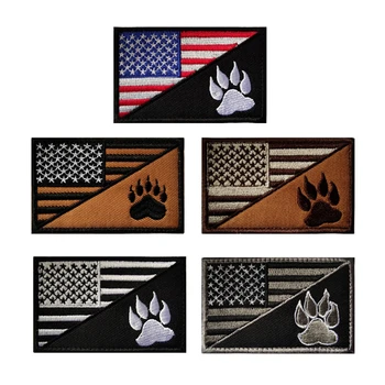 Эмблема собаки K9 с флагом США, вышитые нашивки с крючком и петлей, Значки морального духа служебной собаки на майке, декоративная наклейка