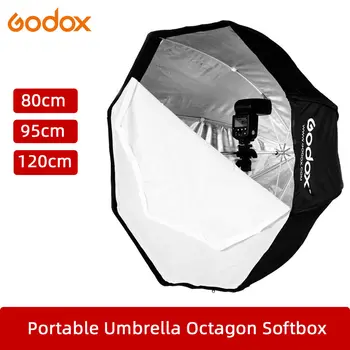 Godox 80см 95см 120см Портативный восьмиугольный софтбокс Зонтик с зеркальным отражателем для студийной стробоскопической вспышки Speedlight