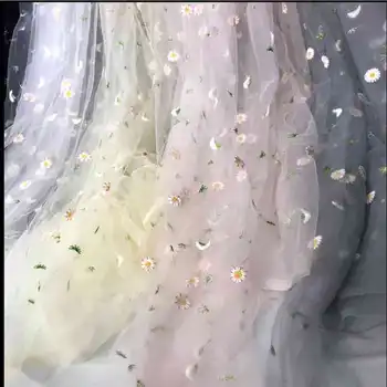 Юбка, детская одежда, свадебное платье, белое, розовое, серое, рисовое, черное, мультяшная Маленькая маргаритка, тюлевая ткань с вышивкой S1480L