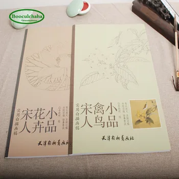 Практичные книги с белыми рисунками, классические картины династии Сун для начинающих: цветочные птицы, большой оригинальный размер.