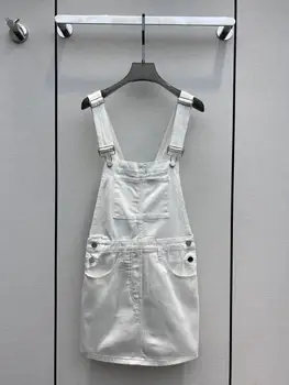Джинсовая юбка на подтяжках, маленькая женская однотонная одежда в стиле ретро в повседневном стиле