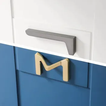 Современная Мебельная ручка в форме буквы, Ручка ящика, Невидимые ручки из цинкового сплава Для дверцы кухонного шкафа, Ручки для шкафов для одежды