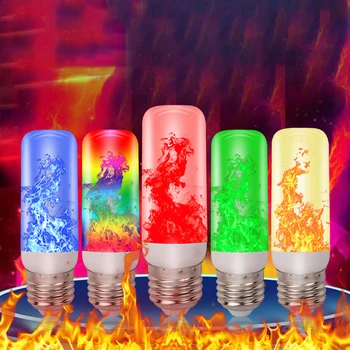 E27 Светодиодные лампочки с эффектом пламени, креативная эмуляция мерцания света, декоративная лампа в винтажной атмосфере