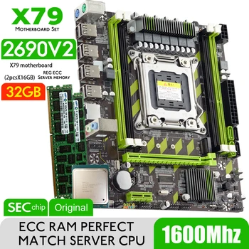 Материнская плата Atermiter X79 с XEON E5 2690 V2 2* 16 ГБ = 32 ГБ DDR3 12800 REG ECC RAM Memory Combo Kit Комплект NVME SATA Сервер